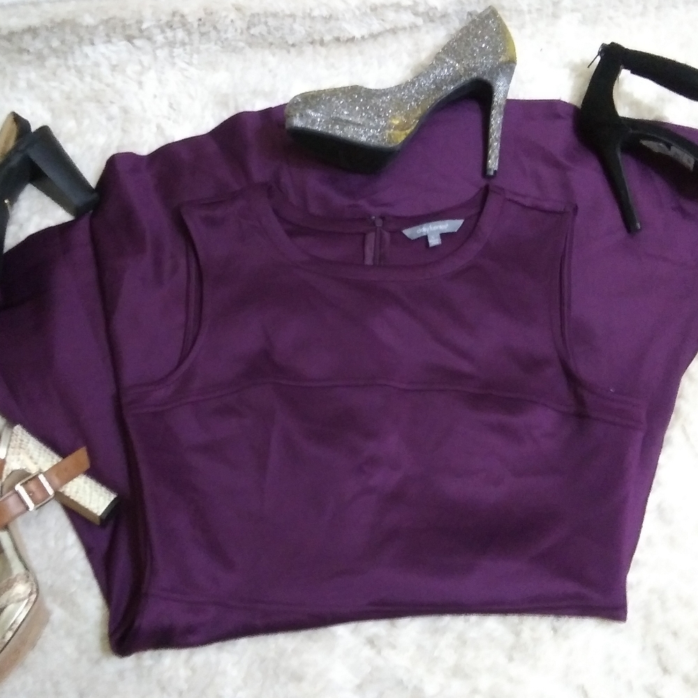 Daisy Fuentes, purple casual business dress, L - Picture 8 of 8